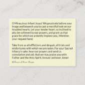 Baby Jezus van Praag Angels Prayer Visitekaartje (Achterkant)