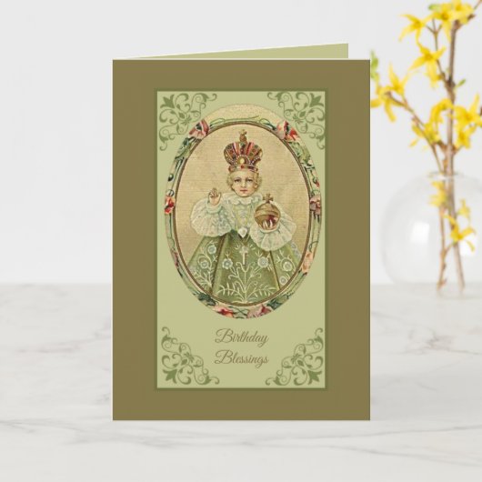 Baby Jezus van Praag Kaart (Gele Bloem)