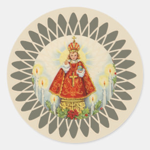 Baby Jezus van Praag Ronde Sticker