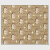 Baby Jezus Waterverf Krib Stro Cadeaupapier (Vlak)