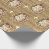 Baby Jezus Waterverf Krib Stro Cadeaupapier (Hoek)