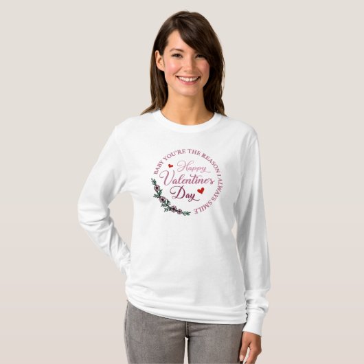 Baby jij bent de reden waarom ik altijd glimlach-V T-shirt (Voorkant volledig)