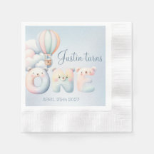 Baby jongen 1e verjaardag teddybear hete luchtball