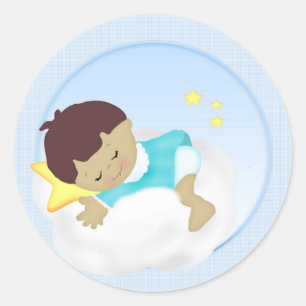 Baby Jongen Aankondiging/Douche Magneten Ronde Sticker