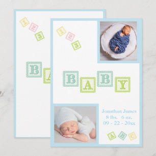 Baby Jongen ABC Blokken Blauw Pasgeboren Foto's Ba Aankondiging