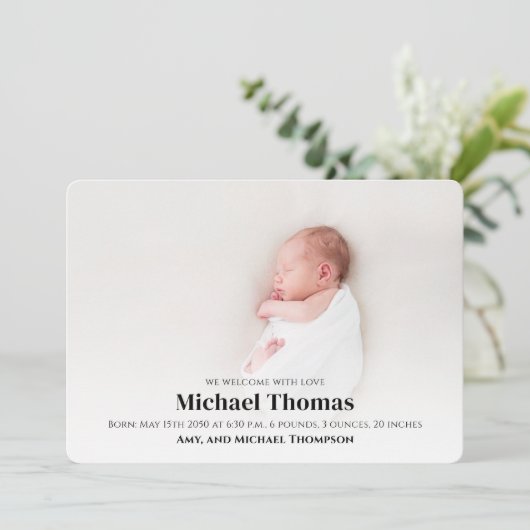 Baby Jongen Blauw Foto Eenvoudige Leuke Strepen (Staand voorkant)