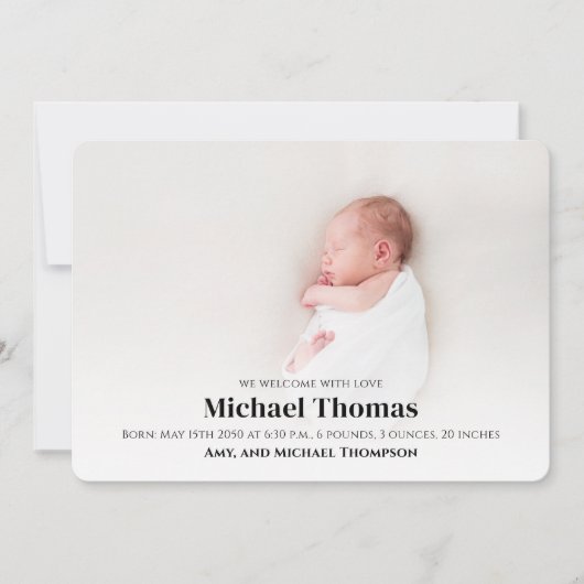 Baby Jongen Blauw Foto Eenvoudige Leuke Strepen (Voorkant)