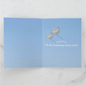 Baby jongen blauw & zilveren ballon twin doop kaart (Binnen)