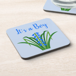 Baby Jongen Blauwe Klokjes Bloemen Lente Aangepast Bier Onderzetter