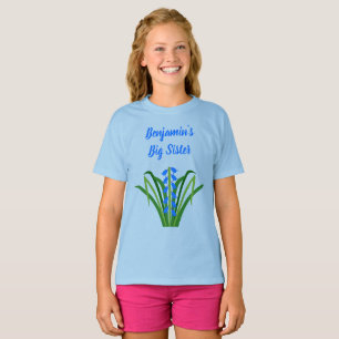 Baby Jongen Blauwe Klokjes Bloemen Lente Grote Zus T-shirt