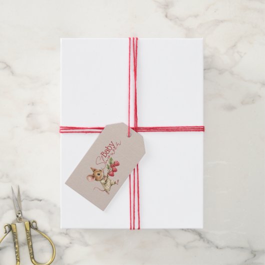 Baby Jongen Bosdier Shower Cadeaulabel (Met Touw)