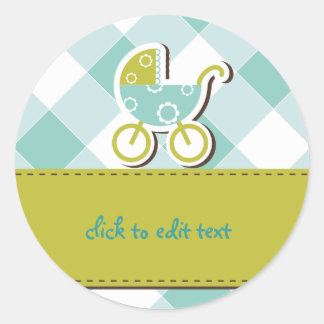 baby jongen Buggy blauw en groen Ronde Sticker