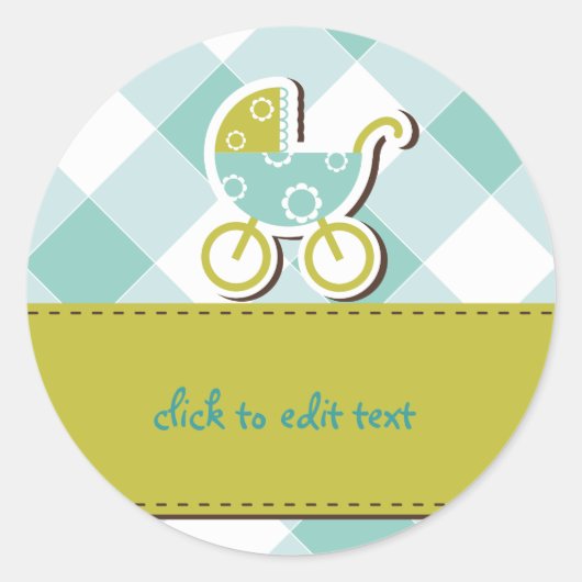 baby jongen Buggy blauw en groen Ronde Sticker (Voorkant)