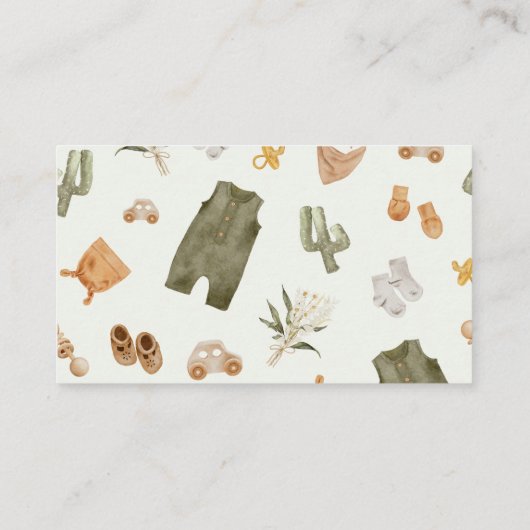 Baby Jongen Clothesline Boho Luier Raffle Informatiekaartje (Achterkant)