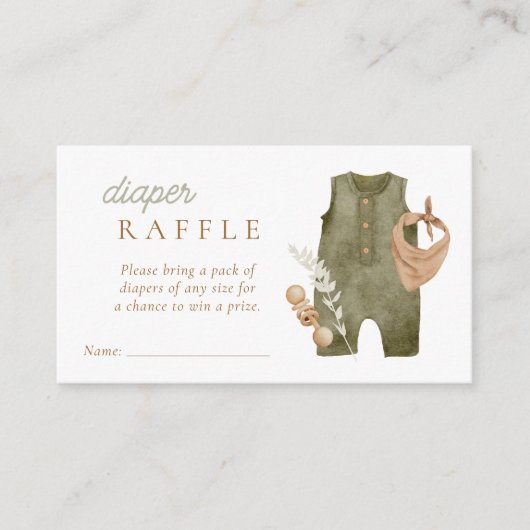 Baby Jongen Clothesline Boho Luier Raffle Informatiekaartje (Voorkant)