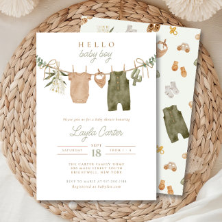 Baby Jongen Clothesline Neutrale Sage Boho Baby Do Kaart