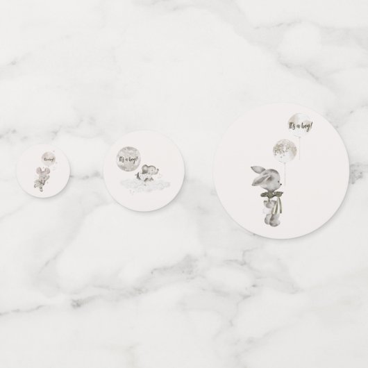 Baby Jongen Dieren en Ballonnen Douche Confetti (Voorkanten)