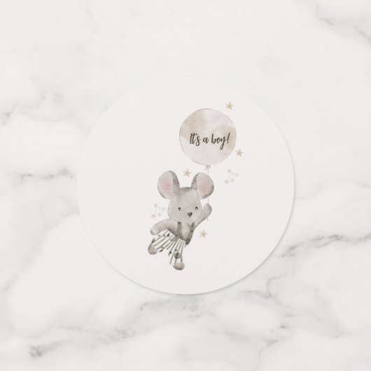 Baby Jongen Dieren en Ballonnen Douche Confetti (Kleine voorkant)