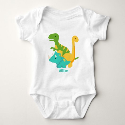Baby Jongen Dinosaurus Blauw Romper (Voorkant)