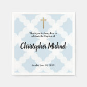 Baby jongen Doop blauw en witte cirkel patroon Servet (Voorkant)