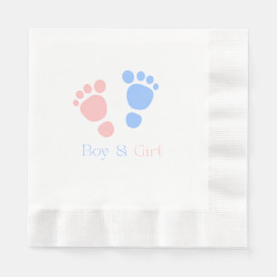 Baby Jongen en Meisje Voetafdrukken Tweeling Baby  Servet