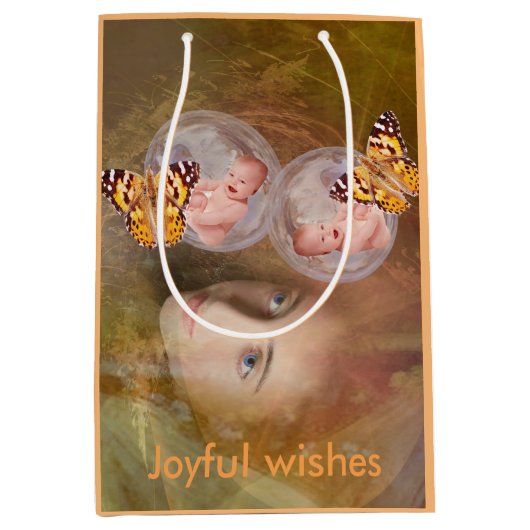 Baby jongen en meisjestweeling medium cadeauzakje (Voorkant)