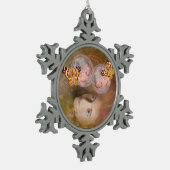 Baby jongen en meisjestweeling tin sneeuwvlok ornament (Links)