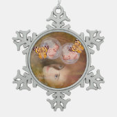 Baby jongen en meisjestweeling tin sneeuwvlok ornament (Voorkant)