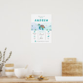 Baby jongen geboorte statistieken aquatisch thema  poster (Keuken)