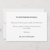 Baby jongen, geborsteld fotoeffect, bedankt kaart (Achterkant)