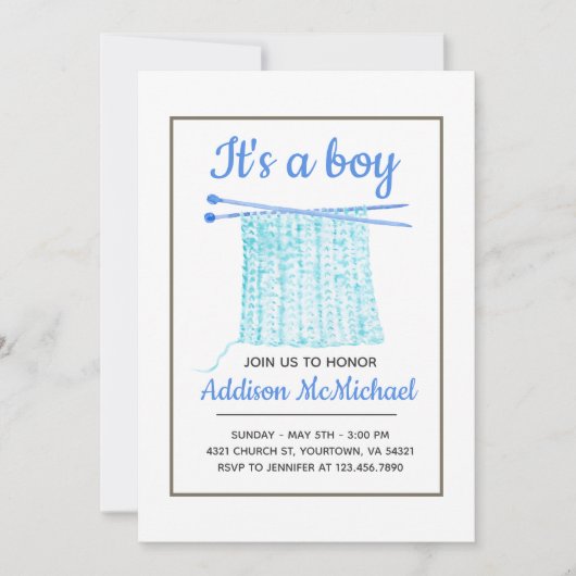 Baby Jongen Gebreide Deken Kaart (Voorkant)