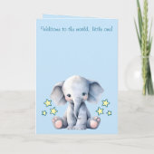 Baby jongen gefeliciteerd olifant blauw kaart (Achterkant)