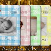 Baby jongen groen plaid sneeuwvlok eerste kerst keramisch ornament