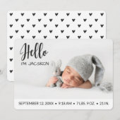 Baby jongen Hallo deklaagfoto modern minimalistisc Aankondiging (Voorkant / Achterkant)