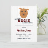 Baby Jongen Hond Maroon Baby Aankondiging (Staand voorkant)