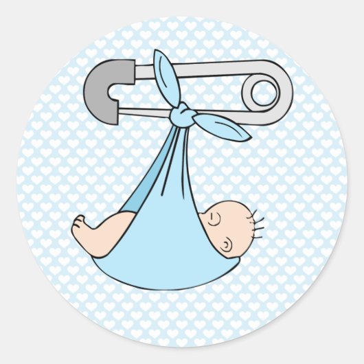 Baby Jongen in Deken Ronde Sticker (Voorkant)