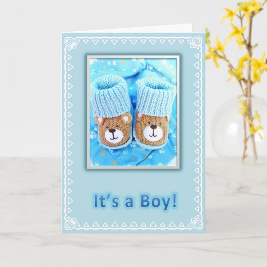 Baby jongen kaart (Gele Bloem)