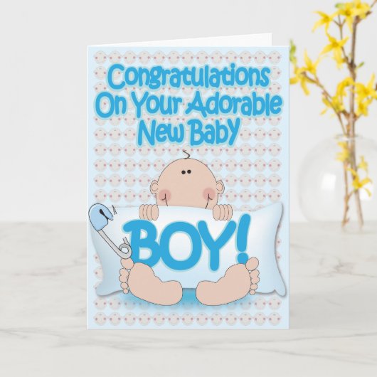 Baby jongen kaart (Gele Bloem)