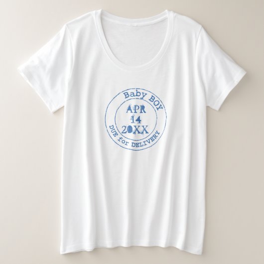 Baby jongen levering postzegel moederschap t-shirt (Design voorkant)