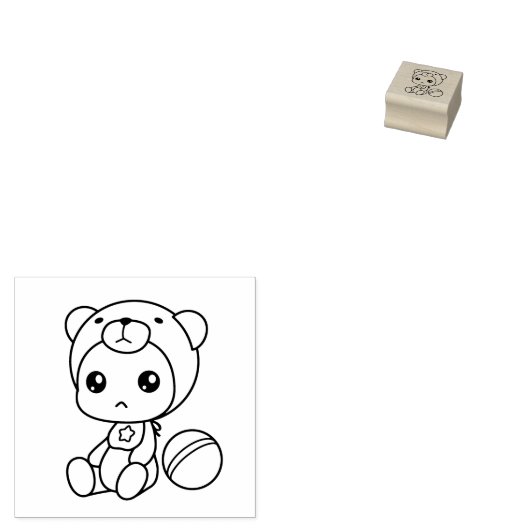 Baby Jongen Meisje Beer Jumpsuit 1x1 Rubberstempel (Gestempeld)
