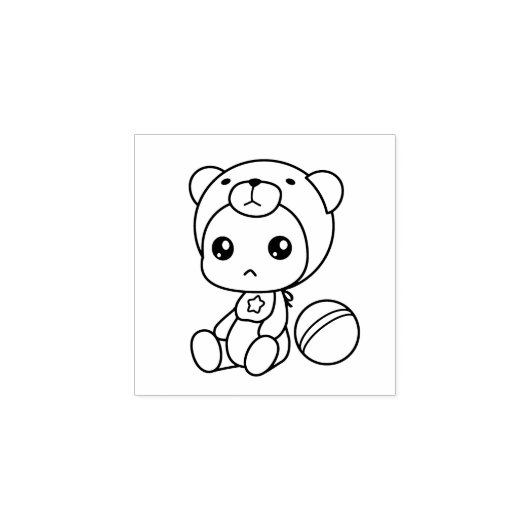 Baby Jongen Meisje Beer Jumpsuit 1x1 Rubberstempel (Afrduk)