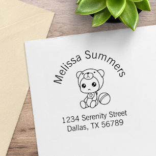 Baby Jongen Meisje Beer Rompertje Boog Adres 2 Rubberstempel