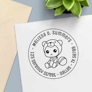 Baby Jongen Meisje Beer Rompertje Ronde Adres Zelfinktende Stempel