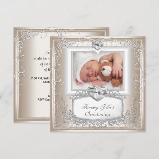 Baby Jongen Meisje Crème Doop Doop Kruis Kaart (Voorkant / Achterkant)