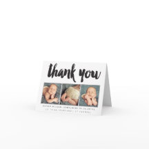 Baby Jongen Meisje Dank u 3 Foto Aangepaste Groet