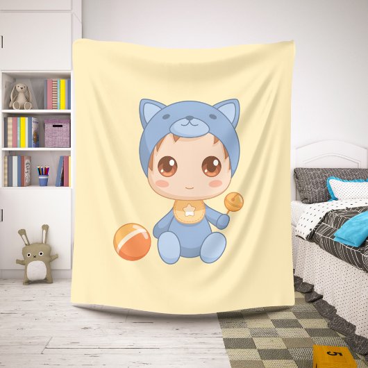 Baby Jongen Meisje Kat Jumpsuit Geel Sherpa Deken