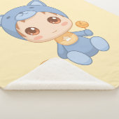 Baby Jongen Meisje Kat Jumpsuit Geel Sherpa Deken (3/4)