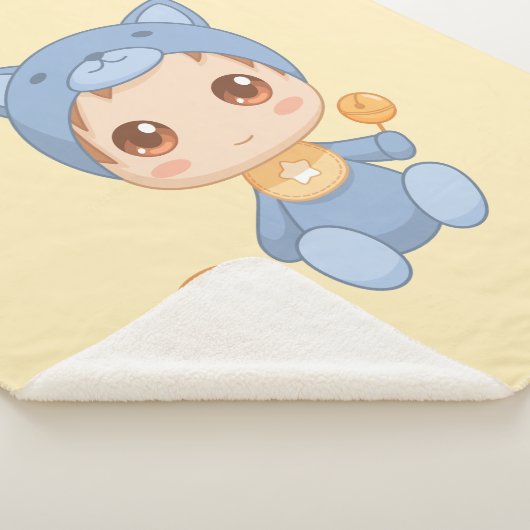 Baby Jongen Meisje Kat Jumpsuit Geel Sherpa Deken (3/4)