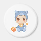 Baby Jongen Meisje Kat Jumpsuit Magneet (Voorkant)