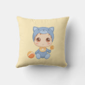 Baby Jongen Meisje Kat Jumpsuit op Geel Kussen (Achterkant)